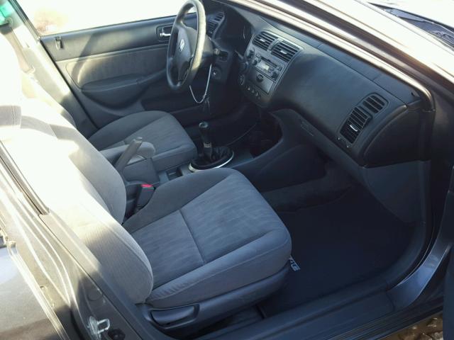 2HGES15594H528620 - 2004 HONDA CIVIC LX GRAY photo 5