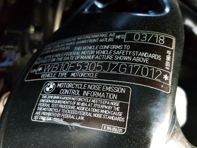 WB10F5305JZG17012 - 2018 BMW K1600 B BLACK photo 10