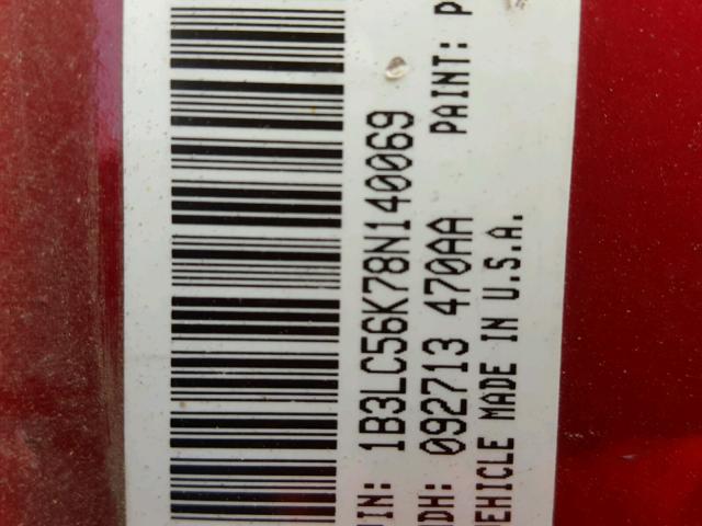 1B3LC56K78N140069 - 2008 DODGE AVENGER SX RED photo 10