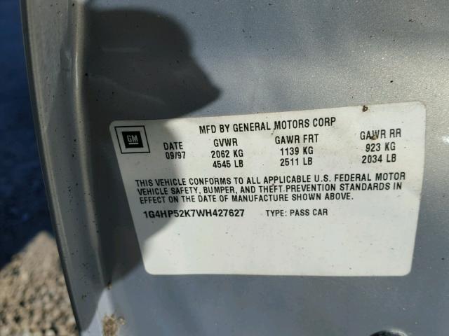 1G4HP52K7WH427627 - 1998 BUICK LESABRE CU SILVER photo 10