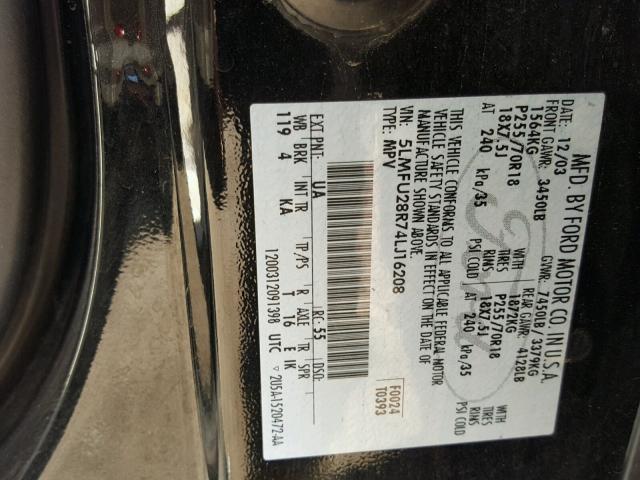 5LMFU28R74LJ16208 - 2004 LINCOLN NAVIGATOR BLACK photo 10