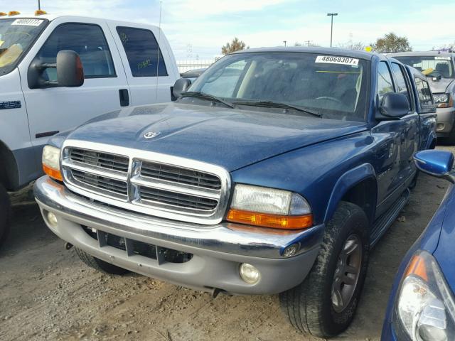 1B7HG48N82S605168 - 2002 DODGE DAKOTA QUA BLUE photo 2