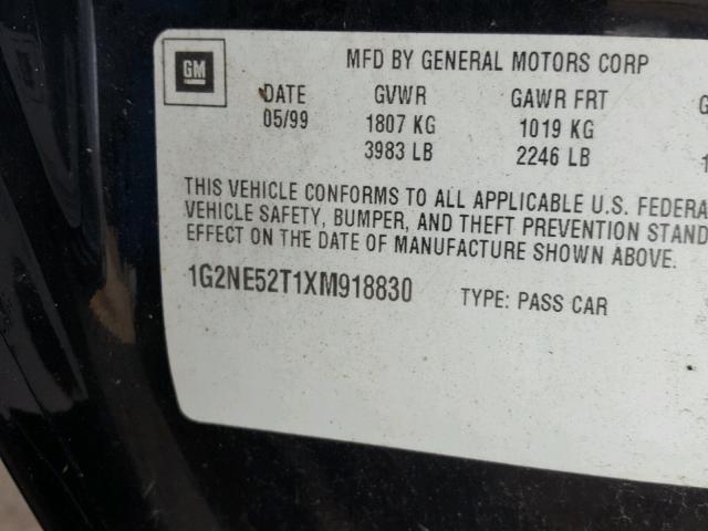 1G2NE52T1XM918830 - 1999 PONTIAC GRAND AM S 黑色 照片 10