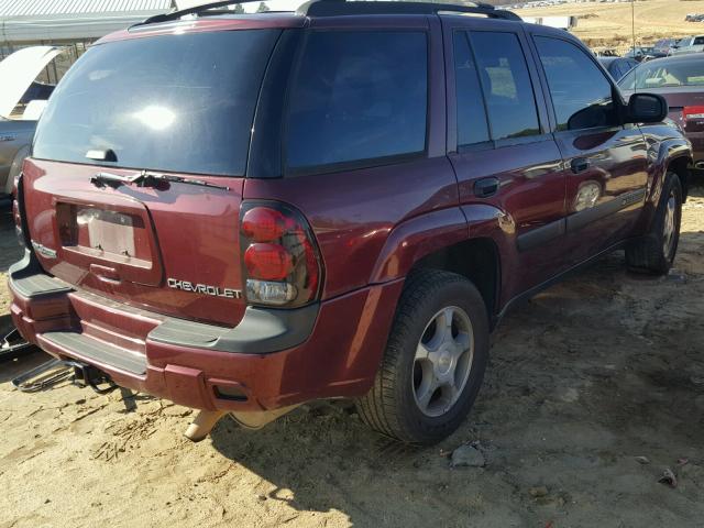 1GNDS13S042279742 - 2004 CHEVROLET TRAILBLAZE BURGUNDY photo 4