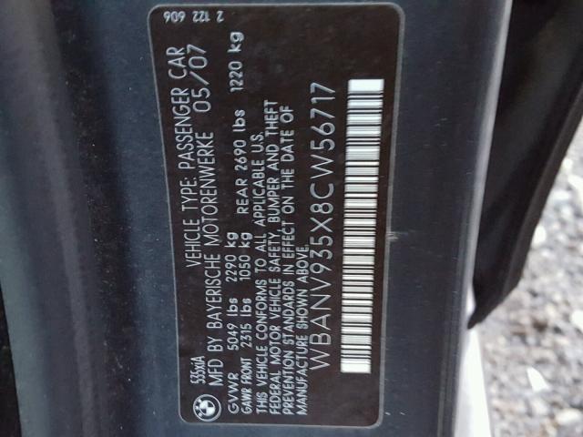 WBANV935X8CW56717 - 2008 BMW 535 XI Gris foto 10