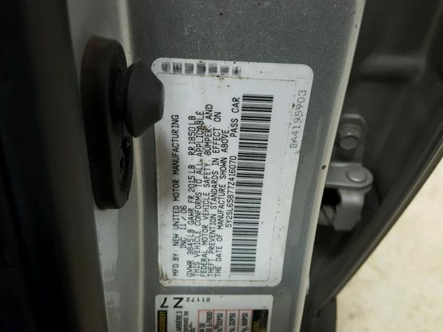 5Y2SL65877Z416070 - 2007 PONTIAC VIBE SILVER photo 10