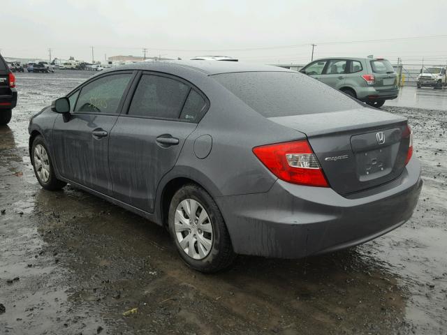 2HGFB2F54CH320555 - 2012 HONDA CIVIC LX CHARCOAL photo 3