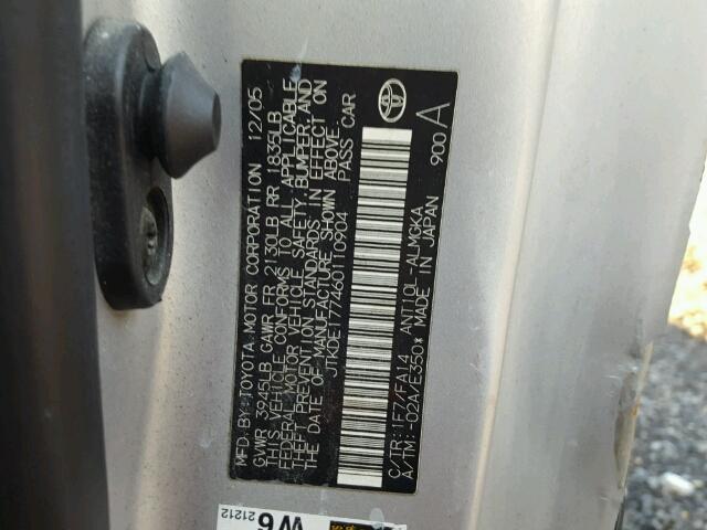 JTKDE177460110904 - 2006 TOYOTA SCION TC 蓝色 照片 10