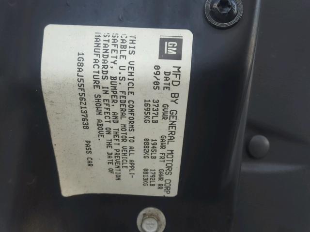 1G8AJ55F56Z137638 - 2006 SATURN ION LEVEL SILVER photo 10