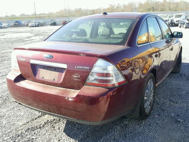 1FAHP25W78G158545 - 2008 FORD TAURUS LIM BURGUNDY photo 4