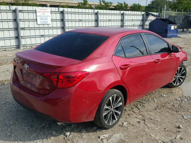 2T1BURHE3HC762385 - 2017 TOYOTA COROLLA L RED photo 4