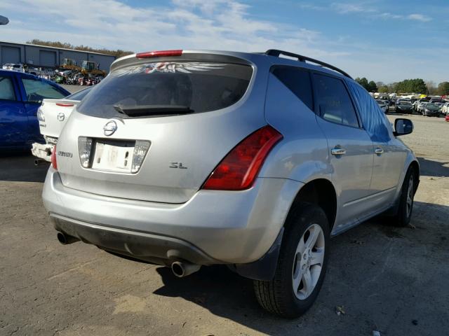 JN8AZ08T04W226023 - 2004 NISSAN MURANO SL SILVER photo 4