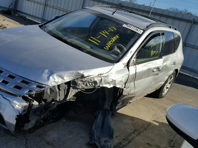 JN8AZ08T04W226023 - 2004 NISSAN MURANO SL SILVER photo 9