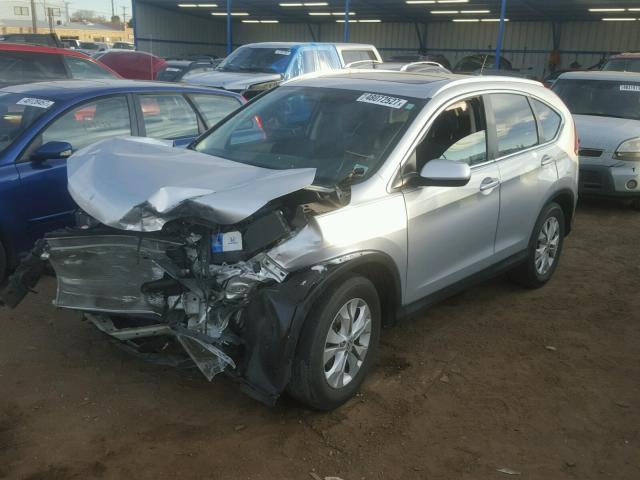 2HKRM4H77DH646990 - 2013 HONDA CR-V EXL GRAY photo 2