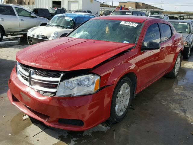 1C3CDZABXEN149262 - 2014 DODGE AVENGER SE RED photo 2