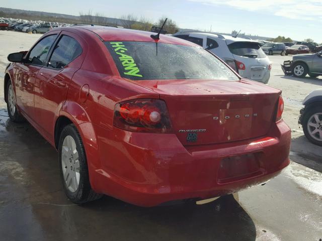 1C3CDZABXEN149262 - 2014 DODGE AVENGER SE RED photo 3