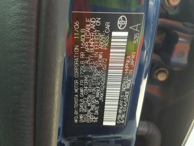 JTKKT624265016272 - 2006 TOYOTA SCION XA BLUE photo 10