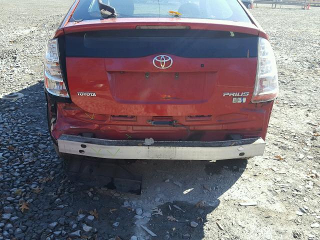 JTDKB20U897833518 - 2009 TOYOTA PRIUS RED photo 9