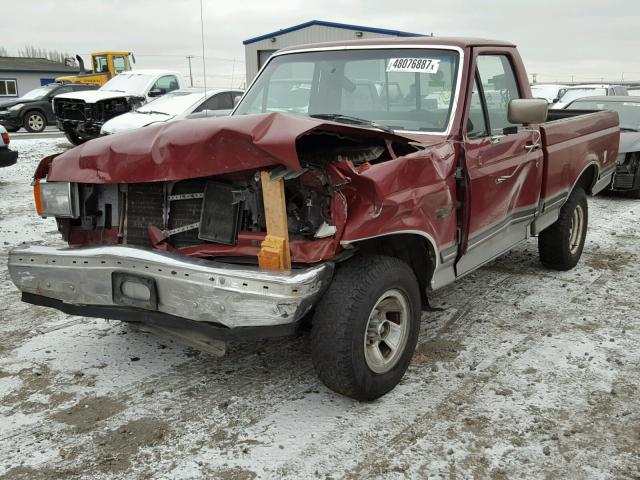 1FTDF15N4MPA85237 - 1991 FORD F150 MAROON photo 2