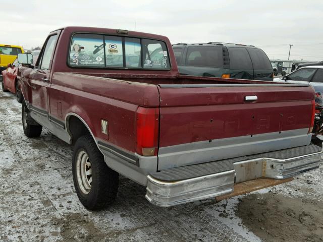 1FTDF15N4MPA85237 - 1991 FORD F150 MAROON photo 3