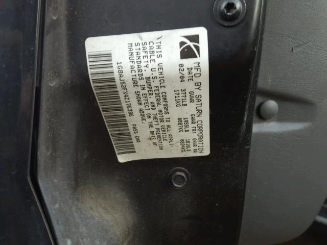 1G8AJ52FX4Z176386 - 2004 SATURN ION LEVEL BLACK photo 10