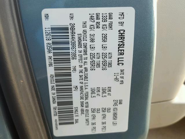 2A8HR44H38R673956 - 2008 CHRYSLER TOWN & COU BLUE photo 10