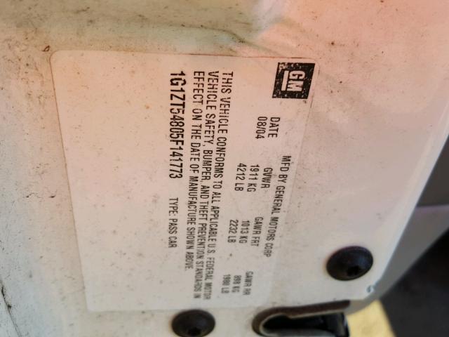 1G1ZT54805F141773 - 2005 CHEVROLET MALIBU LS თეთრი ფოტო 10