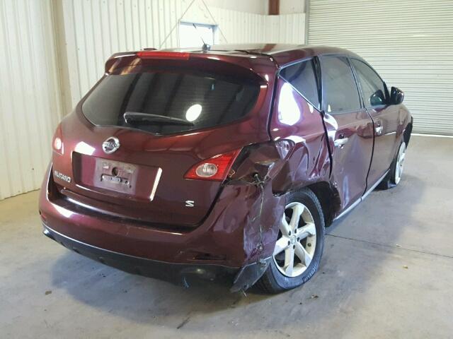 JN8AZ18U69W027130 - 2009 NISSAN MURANO S BURGUNDY photo 4