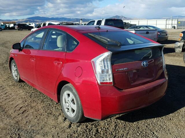 JTDKN3DU3A0054063 - 2010 TOYOTA PRIUS RED photo 3