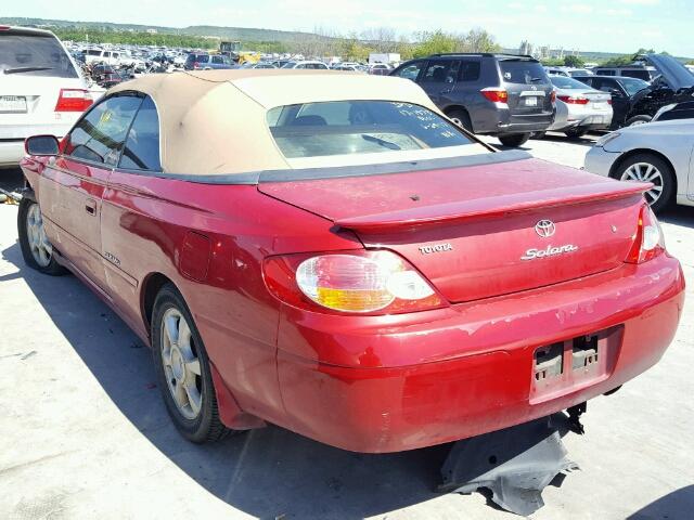 2T1FF22P52C594172 - 2002 TOYOTA CAMRY SOLA BURGUNDY photo 3