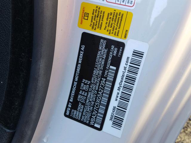 WBA3V7C5XG5A27394 - 2016 BMW 428 I WHITE photo 10