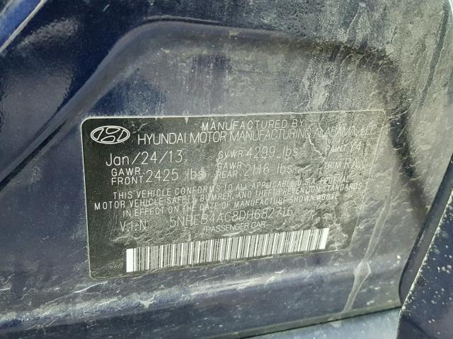 5NPEB4AC8DH682716 - 2013 HYUNDAI SONATA GLS BLUE photo 10