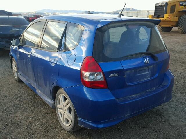 JHMGD38627S022012 - 2007 HONDA FIT S BLUE photo 3