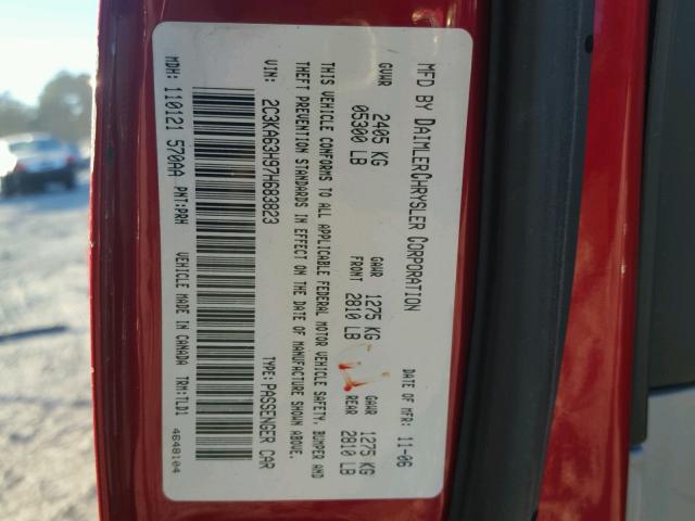 2C3KA63H97H683823 - 2007 CHRYSLER 300C RED photo 10