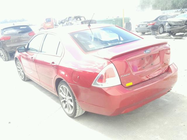 3FAHP07Z39R212610 - 2009 FORD FUSION SE RED photo 3