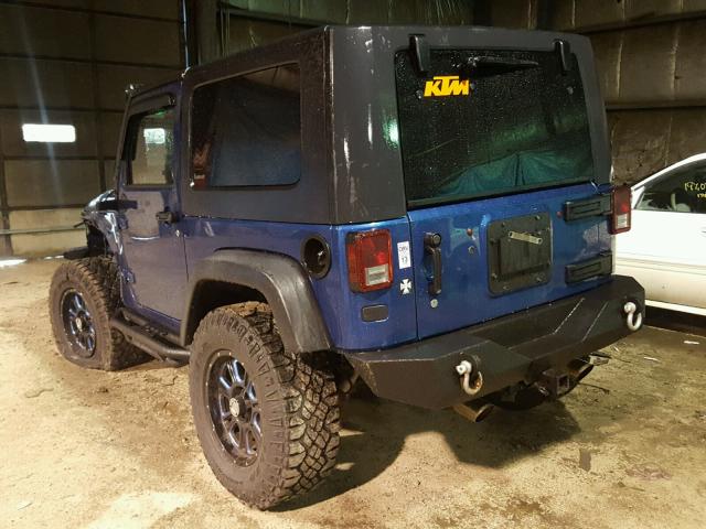 1J4FA24189L769194 - 2009 JEEP WRANGLER X BLUE photo 3