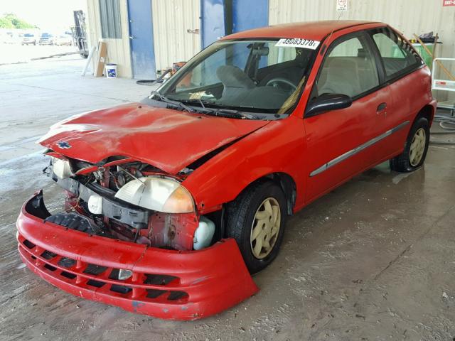 2C1MR2227X6717785 - 1999 CHEVROLET METRO LSI RED photo 2