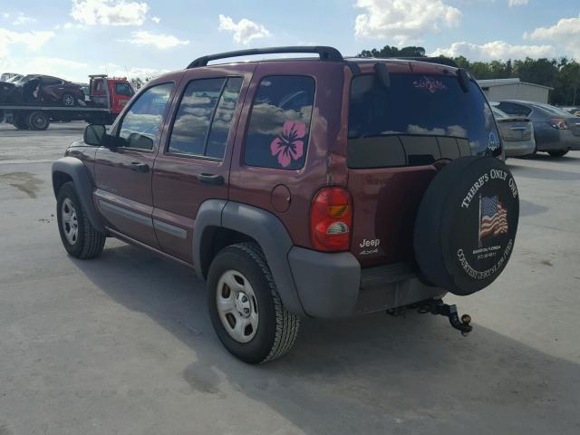 1J4GL48K73W560290 - 2003 JEEP LIBERTY SP BURGUNDY photo 3