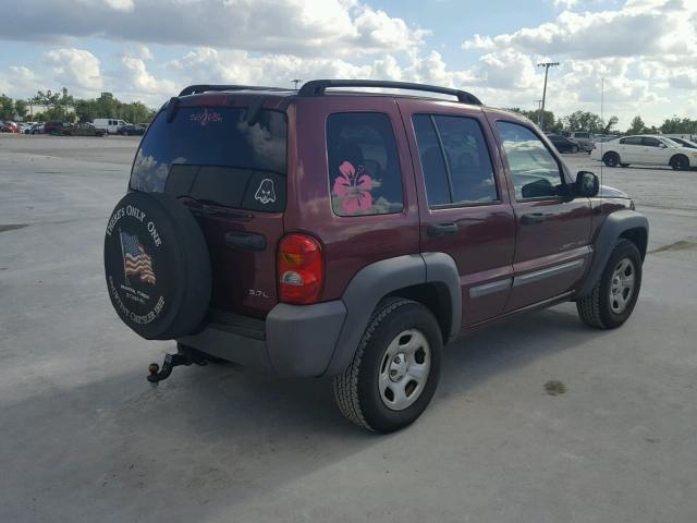 1J4GL48K73W560290 - 2003 JEEP LIBERTY SP BURGUNDY photo 4