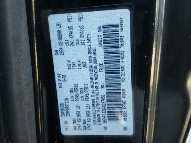 3B7HF13Z0WG207056 - 1998 DODGE RAM 1500 BLACK photo 10