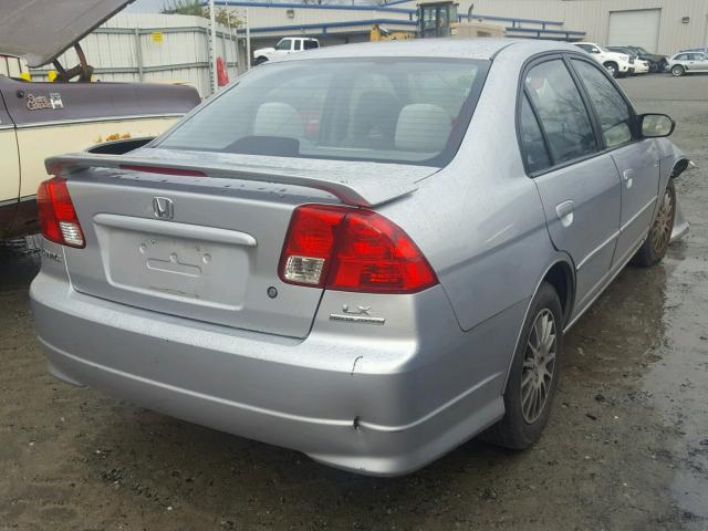 2HGES16565H597281 - 2005 HONDA CIVIC LX SILVER photo 4