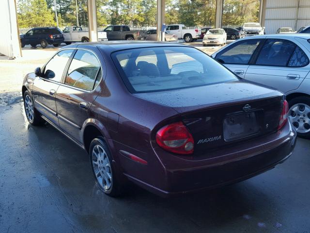 JN1CA31D21T627279 - 2001 NISSAN MAXIMA GXE BURGUNDY photo 3