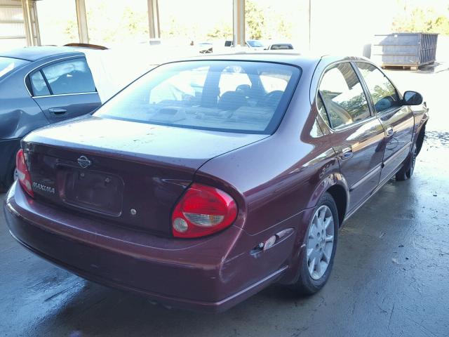 JN1CA31D21T627279 - 2001 NISSAN MAXIMA GXE BURGUNDY photo 4