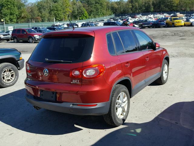 WVGBV7AXXBW001585 - 2011 VOLKSWAGEN TIGUAN S RED photo 4