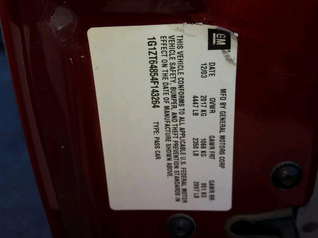 1G1ZT64854F143264 - 2004 CHEVROLET MALIBU MAX 栗色 照片 10