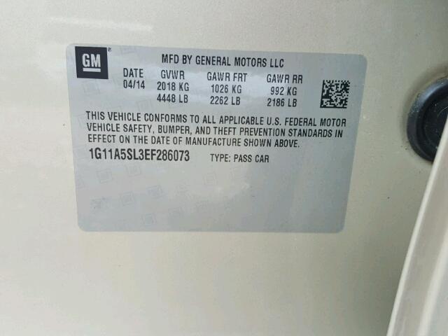 1G11A5SL3EF286073 - 2014 CHEVROLET MALIBU LS ოქროსფერი ფოტო 10