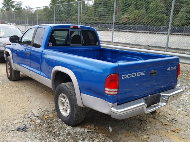 1B7GG22Y2XS105887 - 1999 DODGE DAKOTA BLUE photo 3