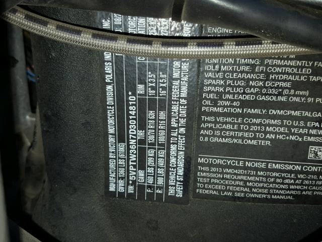 5VPTW36N7D3014810 - 2013 VICTORY MOTORCYCLES CROSS COUN Grafito foto 10