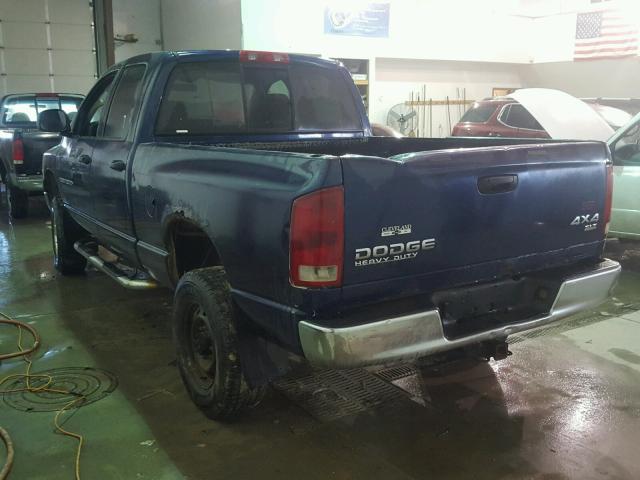 3D7KU28D23G799589 - 2003 DODGE RAM 2500 S BLUE photo 3