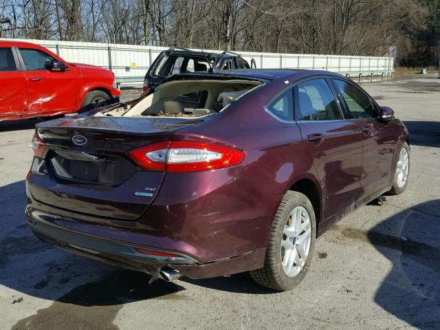 3FA6P0HR4DR171788 - 2013 FORD FUSION SE MAROON photo 4